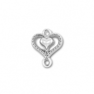 Metaal bedels tussenstuk heart with heart Silver