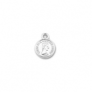 Metaal bedels round with Queen Elisabeth Silver