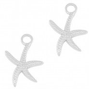 Bedels van Stainless steel Roestvrij staal (RVS) starfish Silver