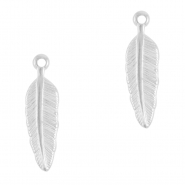 Bedels van Stainless steel Roestvrij staal (RVS) feather Silver