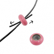 Bead stopper enamel 10x4mm Dark pink