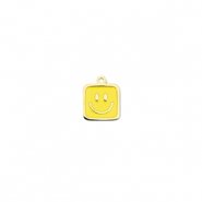 Bedels van Stainless steel Roestvrij staal (RVS) square with smiley Gold-yellow