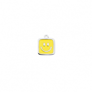 Bedels van Stainless steel Roestvrij staal (RVS) square with smiley Silver-yellow