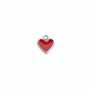 Bedels van Stainless steel Roestvrij staal (RVS) heart Silver-red