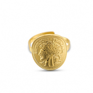 Ringen van Stainless steel Roestvrij staal (RVS) coin Gold