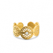 Ringen van Stainless steel Roestvrij staal (RVS) flower Gold
