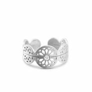Ringen van Stainless steel Roestvrij staal (RVS) flower Silver