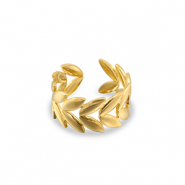 Ringen van Stainless steel Roestvrij staal (RVS) leaf Gold