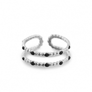 Ringen van Stainless steel Roestvrij staal (RVS) dots Silver-black