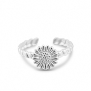 Ringen van Stainless steel Roestvrij staal (RVS) flower Silver