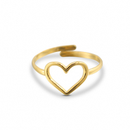 Ringen van Stainless steel Roestvrij staal (RVS) heart Gold