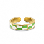 Ringen van Stainless steel Roestvrij staal (RVS) chequered Gold