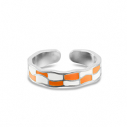 Ringen van Stainless steel Roestvrij staal (RVS) chequered Silver