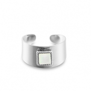 Ringen van Stainless steel Roestvrij staal (RVS) square Silver-white