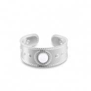 Ringen van Stainless steel Roestvrij staal (RVS) pearl Silver-white