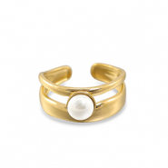 Ringen van Stainless steel Roestvrij staal (RVS) pearl Gold-white