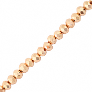 Facet kralen top quality disc 4x3mm Metallic rose gold