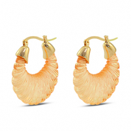 Musthave resin oorbellen oval Gold-transparent orange