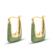 Musthave resin oorbellen rectangle Gold- green