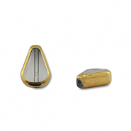 Glas kralen drop Grey transparent-gold