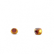 Glas kralen irregular Red transparent-gold