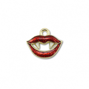 Metaal bedels vampire's mouth Gold-red