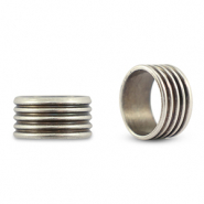 Metaal schuivers DQ ring with ribs Antiek zilver (Nikkelvrij)