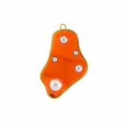 Hangers van Resin irregular with pearls Gold-orange-white
