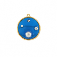 Hangers van Resin round with pearls Gold-blue-white