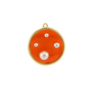 Hangers van Resin round with pearls Gold-orange-white