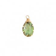 Hangers van Resin with imitation shell oval Gold-ocean green