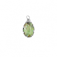 Hangers van Resin with imitation shell oval Silver-ocean green