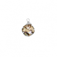 Hangers van Resin with imitation shell round Silver-taupe