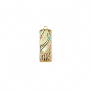 Hangers van Resin with imitation shell rectangle Gold-taupe