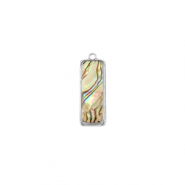 Hangers van Resin with imitation shell rectangle Silver-taupe
