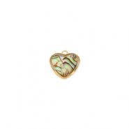 Hangers van Resin with imitation shell heart Gold-ocean green