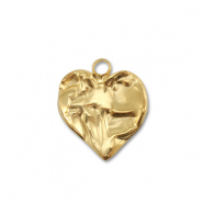 Bedels van Stainless steel Roestvrijstaal (RVS) heart Gold