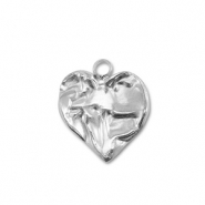 Bedels van Stainless steel Roestvrijstaal (RVS) heart Silver