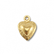 Bedels van Stainless steel Roestvrijstaal (RVS) heart Gold