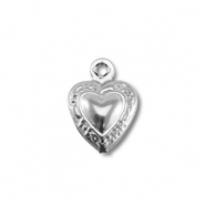 Bedels van Stainless steel Roestvrijstaal (RVS) heart Silver