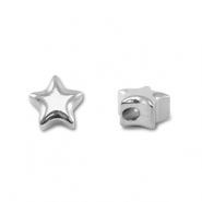 Kralen van Stainless steel Roestvrij staal (RVS) star Silver