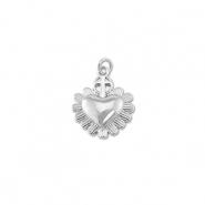 Brass TQ metaal bedels heart with cross Silver