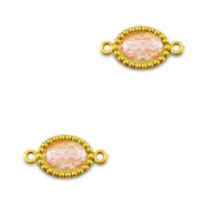 Tussenstukken van Stainless steel Roestvrij staal (RVS) zirkonia oval Gold-light orange