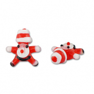 Handgeschilderde glaskralen Santa claus Red-white-black