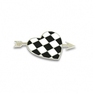 Broches heart with arrow Silver-black-white