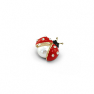 Broches ladybug with pearl Red-white-black