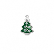 Metaal bedels zirkonia christmas tree Zilver-groen