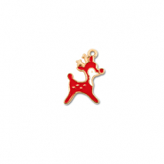 Metaal bedels reindeer Goud-rood-wit