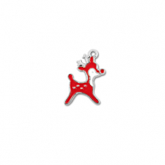 Metaal bedels reindeer Zilver-rood-wit