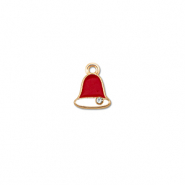 Metaal bedels zirkonia christmas bell Goud-rood-wit